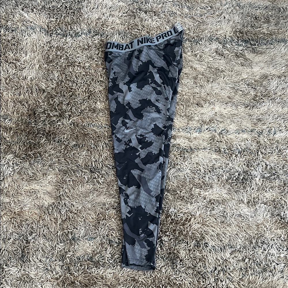 Nike: Pro Combat Men’s Black & Gray Camo Compression Leggings - Picture 7 of 9
